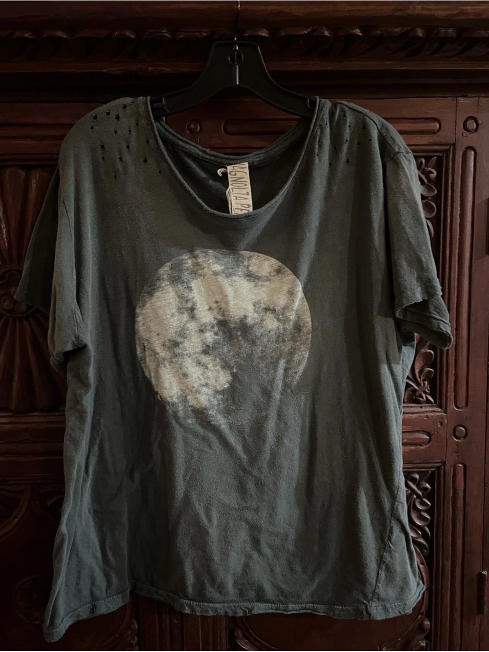 Magnolia Pearl RARE Olive Green Moon Graphic Short Sleeve Tee